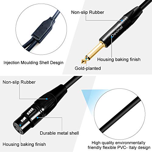 Devinal Female XLR to Dual 1/4" inch Y Cable, XLR Female to Double Quarter inch 6.35mm Mono TS Splitter Plug Mic Microphone Audio Converter Adapter 10 Feet 3m - Image 3
