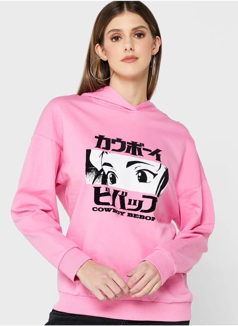 Cowboy Bebop Printed Pocket Detail Hoodie