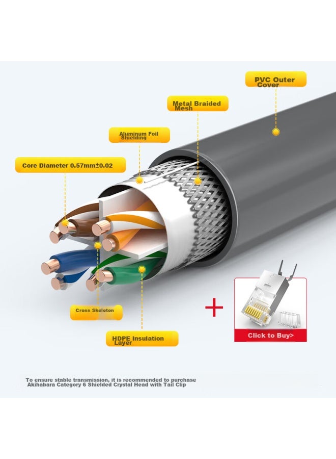 CHOSEAL Akihabara Category 6 Ethernet Cable, Double Shielding, Anti-interference, Low Attenuation, Gigabit Pure Copper, Poe Powered Engineering And Home Safety Transmission Cable, Gray, 50 Meters, Qs2605at50s - Image 4