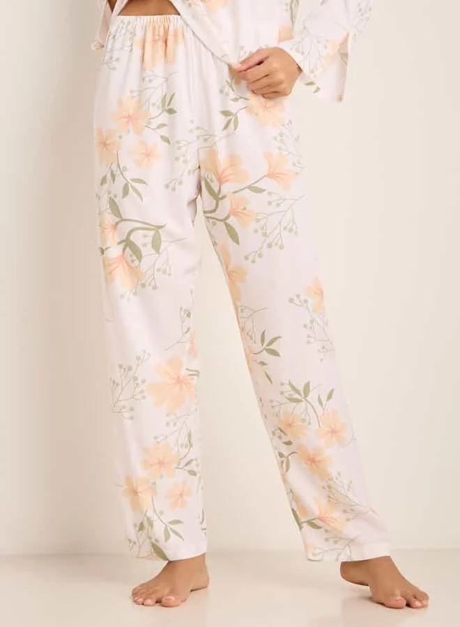 Splash FAV Floral Print Long Sleeves Top and Pyjama Set