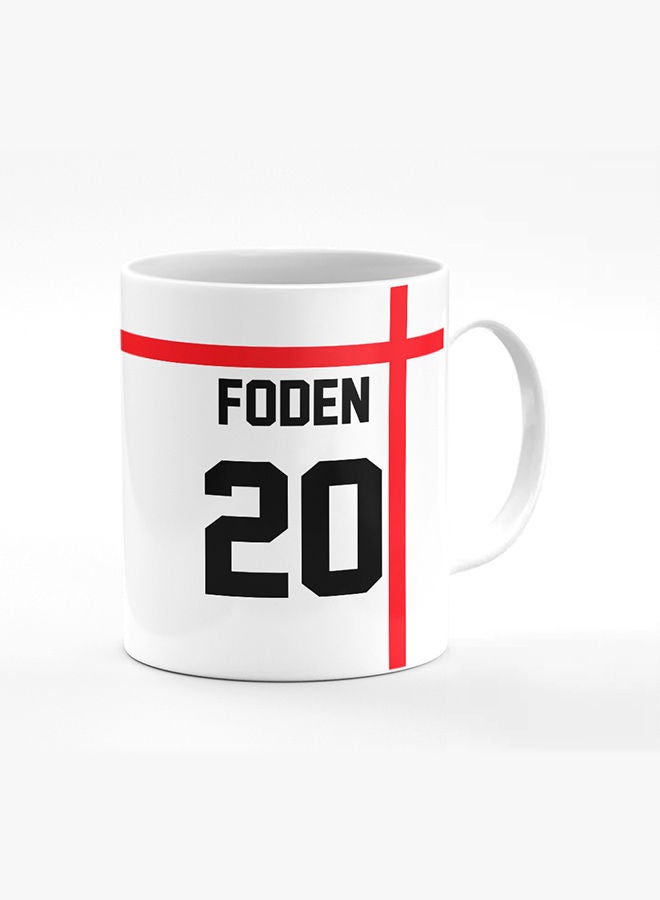 Stylizedd Designer Printed Coffee Mug with Heavy Duty Handle 11oz Ceramic Personalised Gift Mugs Cup [Microwave Safe & Dishwasher Proof] -Football Team - England Player Name - Foden - Image 1
