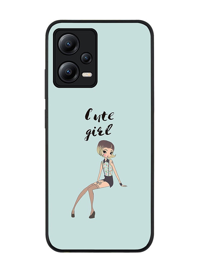 Stylizedd Rugged Black edge case for Poco X5 / Redmi Note 12 5G Slim fit Soft Case Flexible Rubber Edges Anti Drop TPU Gel Thin Cover - Shy Cute Girl - Image 1