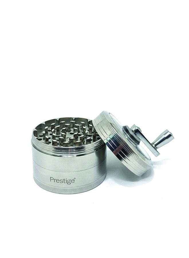 Prestige Herb Grinder 4 Layers Grinder | Hand Crank Spice/Coffee Mill with Magnetic Lid (Silver) | PR50633 - Image 4
