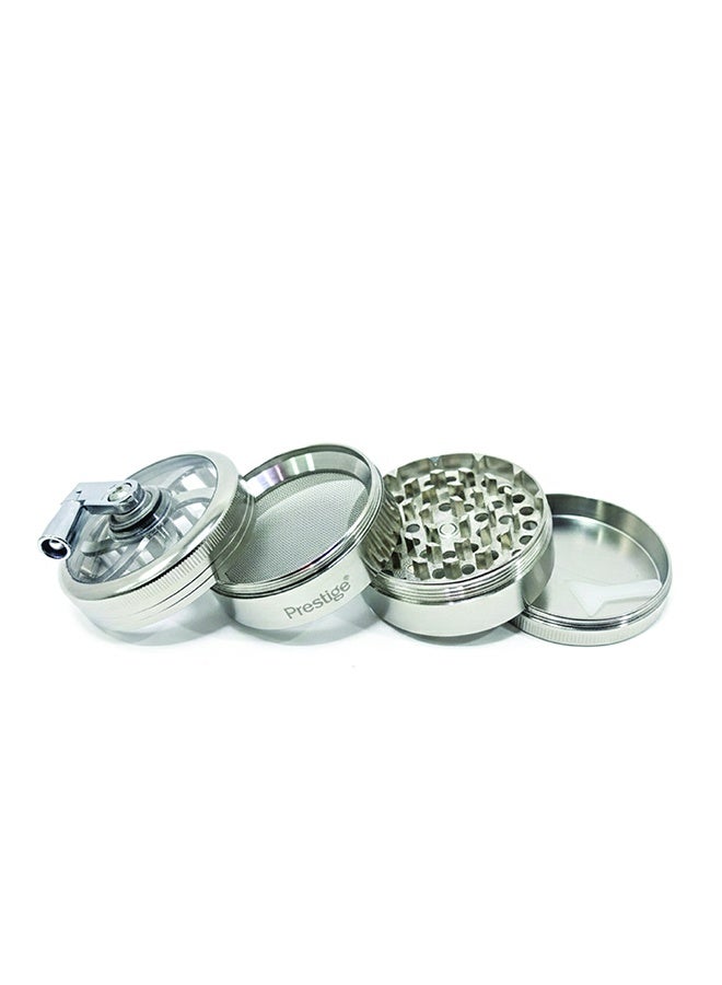 Prestige Herb Grinder 4 Layers Grinder | Hand Crank Spice/Coffee Mill with Magnetic Lid (Silver) | PR50633 - Image 3