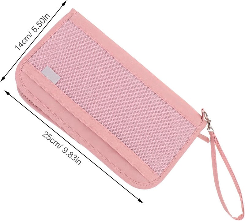 Travel Document Organizer Rfid Passport Holder Card Storage Bag Small Travel Wallet for Women and Men, Multifunctional Portable Credit Card Organizer for Secure Trip Use, Pink - Image 2