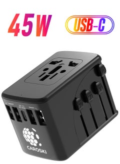 CAROSKI Universal Travel Adapter Power Charger 5.4A with Type-C PD 45W Quick Charging Adaptor  - Image 1