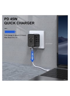 CAROSKI Universal Travel Adapter Power Charger 5.4A with Type-C PD 45W Quick Charging Adaptor  - Image 3
