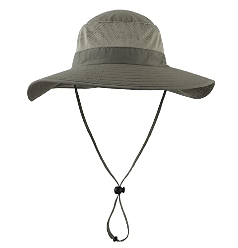 Home Prefer Outdoor UPF50+ Mesh Sun Hat Wide Brim Fishing Hat with Neck Flap (Pea Green) - Image 2