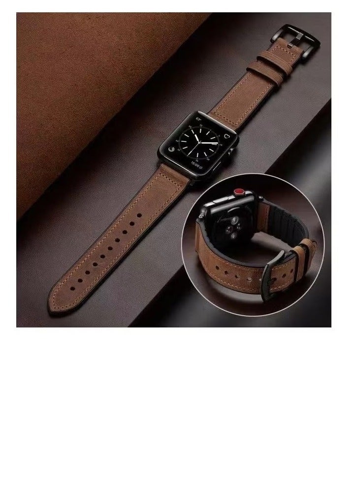 Premium Leather Apple Watch Strap Compatible with Apple Watch Band 38mm 40mm 41mm 42mm 44mm 45mm 49mm  ola Leather Bracelet for iWatch Ultra 2/Ultra Series 9/8/7/6/5/4/3/2/1/SE/SE2 Women Men - Image 1