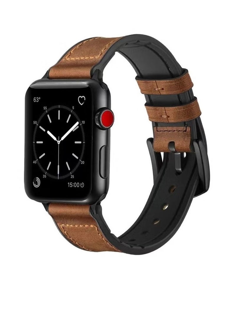 Premium Leather Apple Watch Strap Compatible with Apple Watch Band 38mm 40mm 41mm 42mm 44mm 45mm 49mm  ola Leather Bracelet for iWatch Ultra 2/Ultra Series 9/8/7/6/5/4/3/2/1/SE/SE2 Women Men - Image 2
