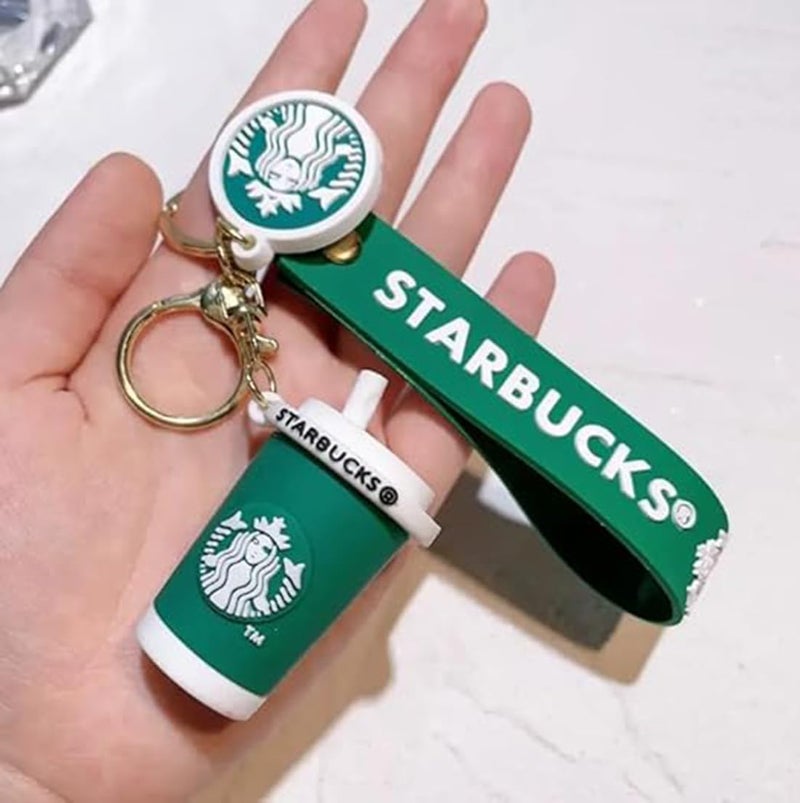 FowWelt Cartoon Characters Keychain for Girls & Boys – Cute Silicone Keyring Accessories | Key Purse, Backpack, Car Charm | Fun Anime Style Kids Gift | Lightweight & Durable (Starbucks Green Cup) - Image 4