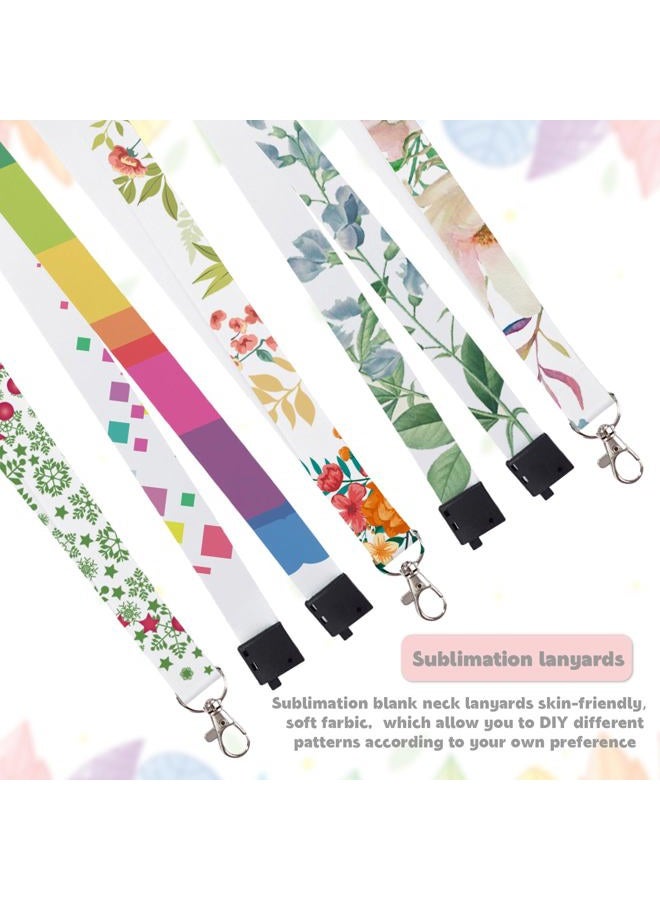 RYKOMO 15 Pieces Sublimation Blank Lanyards White Sublimation Lanyards Neck Lanyards with Badge Holder DIY Sublimation Lanyards with Detachable Buckles Heat Transfer Lanyards for Keychain Card Name - Image 4