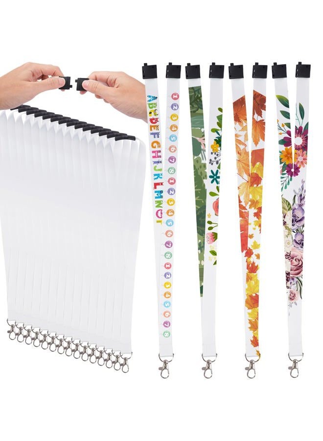RYKOMO 15 Pieces Sublimation Blank Lanyards White Sublimation Lanyards Neck Lanyards with Badge Holder DIY Sublimation Lanyards with Detachable Buckles Heat Transfer Lanyards for Keychain Card Name - Image 1
