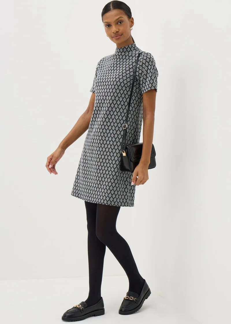 Matalan Et Vous Black Diamond High Neck Mini Shift Dress