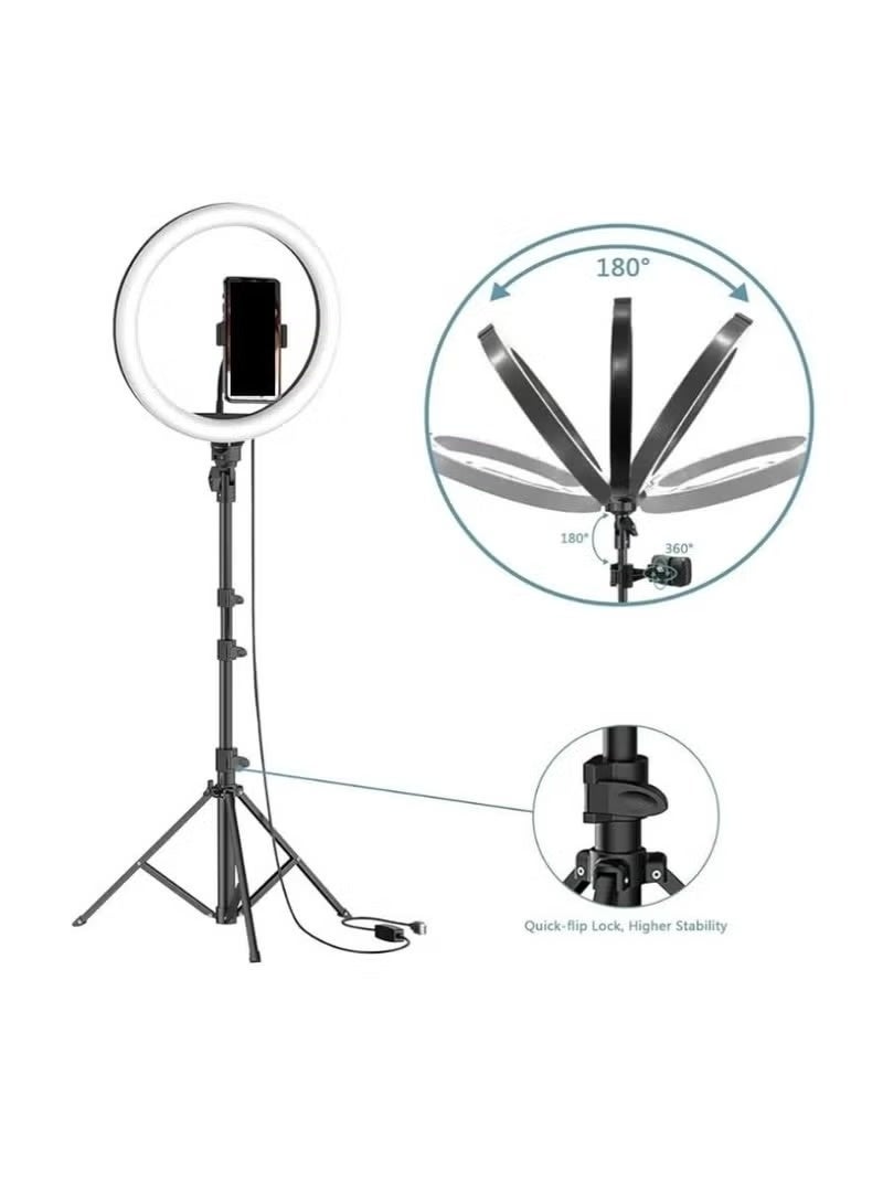 Flux 10‑Inch LED Ring Light Kit with 50‑Inch Extendable Tripod Stand – Dimmable Circle Light with Universal Phone Holder for Live Streaming, Makeup, YouTube, TikTok & Content Creation - Image 3