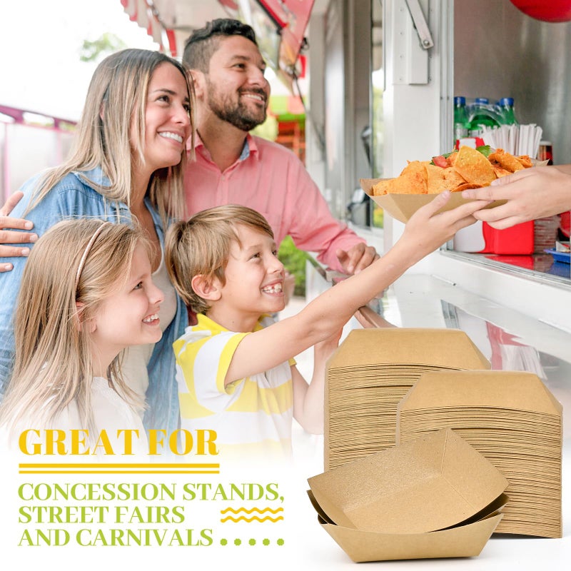 Ocmoiy 3lb Paper Food Trays, 50 Pack Disposable Nacho Trays, Heavy-Duty Kraft Paper Food Boats Holders Serving Basket Trays for Snack, BBQ Picnic Wedding Party - Image 4
