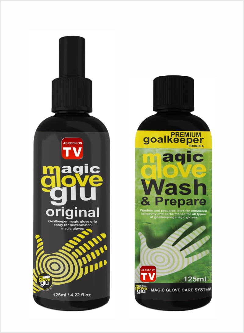 AS SEEN ON TV Magic gloveglu Ultimate Glove Care Kit, Glove Glue Original Grip Spray, and Wash Combo 2x125ml 