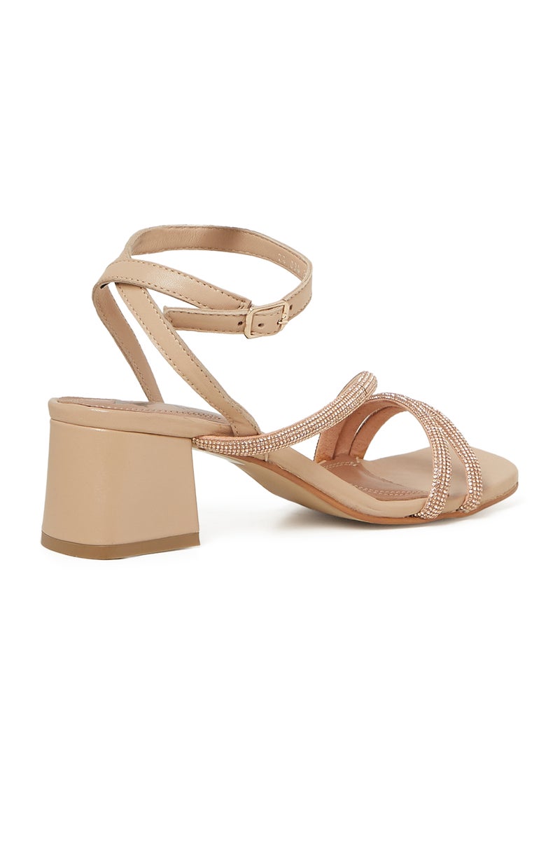 Y.SO LADIES MID HEEL SANDALS in ROSE GOLD | Comfortable Everyday Footwear - Image 3