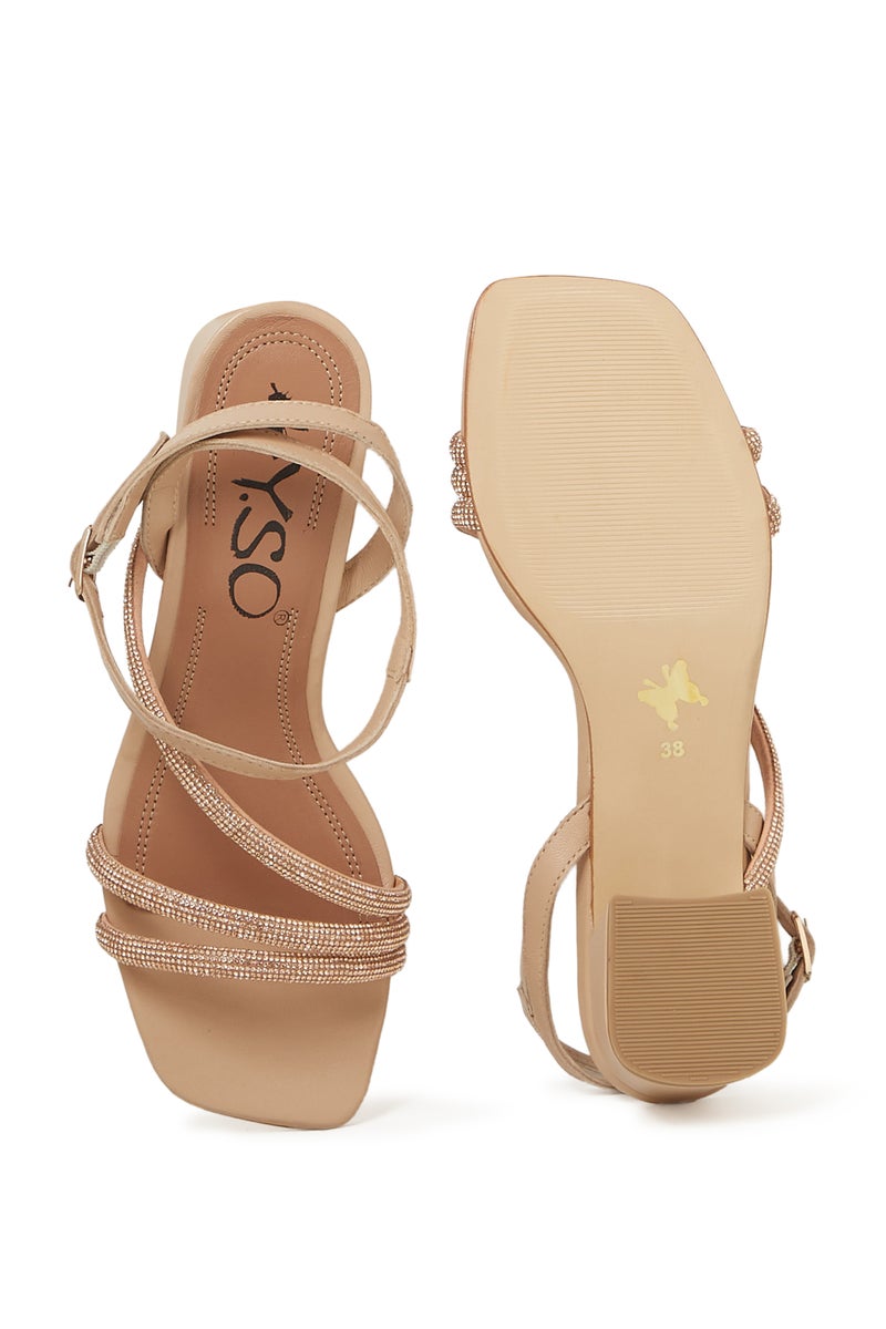 Y.SO LADIES MID HEEL SANDALS in ROSE GOLD | Comfortable Everyday Footwear - Image 5
