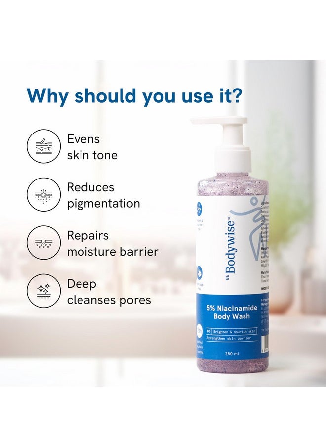 Be Bodywise Be Bodywise 5% Niacinamide Body Wash | Prevents Body ACNE I Fights Hyperpigmentation, Deep Cleanses & Hydrates skin | Glowing & Hydrated Skin | Aloe vera, Vitamin B3 & E | All Skin Types | 250 ml  - Image 2