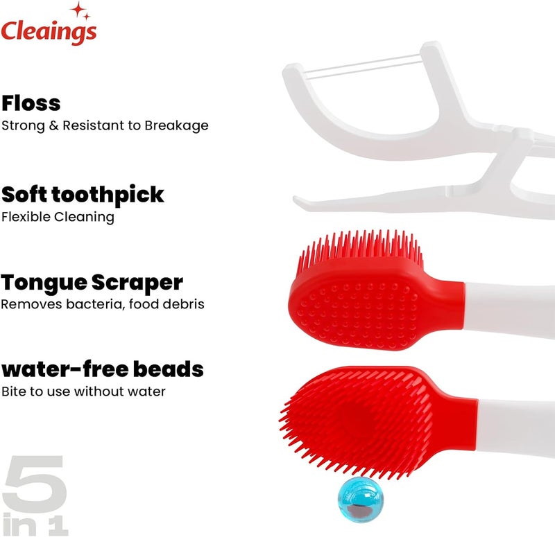 cleaings Mini Disposable Toothbrush Set with Toothpaste and dental floss – Portable Travel Essentials for Women & Men, Ideal for Camping, Road Trips, and Vacations, 16 Pcs-Intense Mint Flavor（Pack of 1） - Image 2