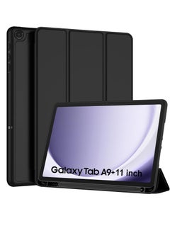 Samsung Galaxy Tab A9 Plus 11 Inch 2023 Model with Pencil Holder Slim Tablet Cover with Soft Back Auto Wake Sleep Function Black