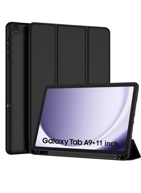 Samsung Galaxy Tab A9 Plus 11 Inch 2023 Model with Pencil Holder Slim Tablet Cover with Soft Back Auto Wake Sleep Function Black