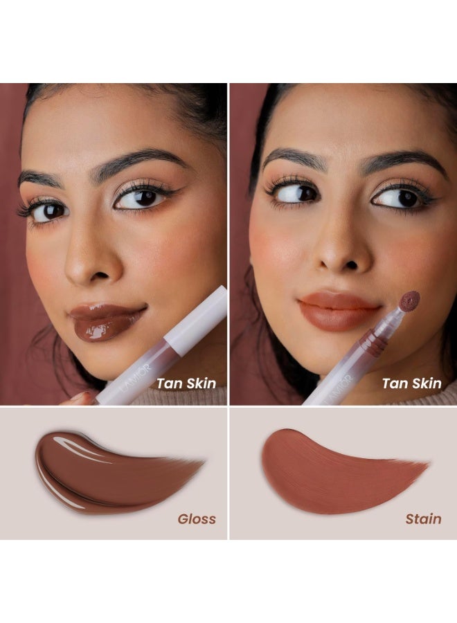 LAMIOR Hydrating Lip Gloss Stain, 2-in-1 Ultra Glossy Shine & Long-Lasting | Lip Tint, Non-Sticky Lightweight High Pigment, Peptide, Astaxanthin & Kakadu Plum Infused, Vegan Cruelty Free(Honey Dew) - Image 4