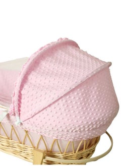 BABYCARA 2 in 1 Infant Wicker Moses Basket Waffle Bedding Cot and  Rocking Stand with Wheels For Newborn  - Image 2