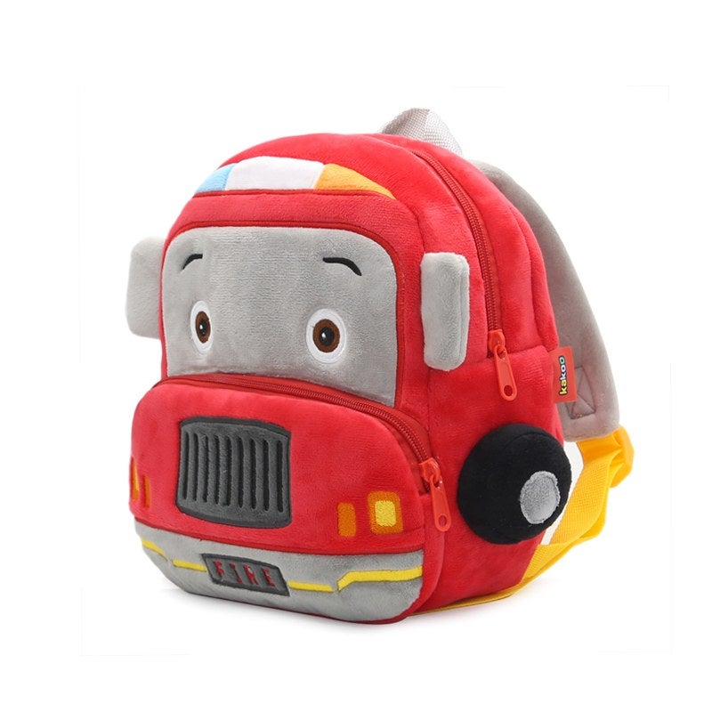 Plush Kids Backpack, Medium Fire Truck Vehicle Design, Soft Lightweight School Bag for Toddlers and Preschool Kids - Image 2