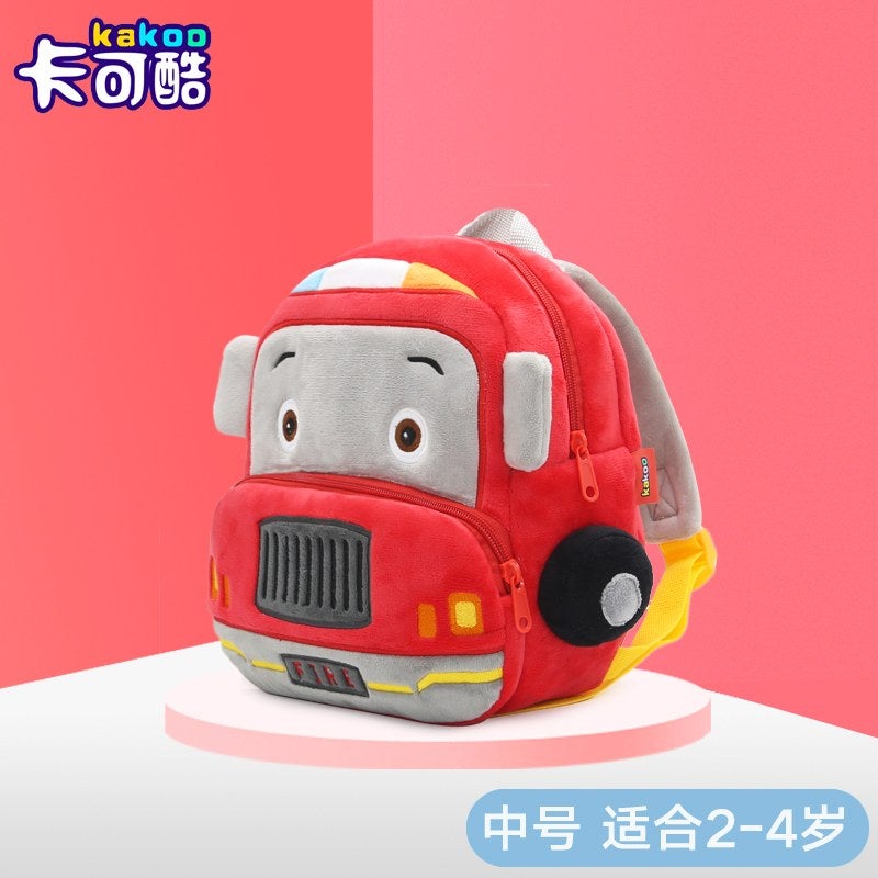 Plush Kids Backpack, Medium Fire Truck Vehicle Design, Soft Lightweight School Bag for Toddlers and Preschool Kids - Image 5