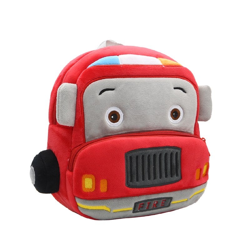 Plush Kids Backpack, Medium Fire Truck Vehicle Design, Soft Lightweight School Bag for Toddlers and Preschool Kids - Image 3