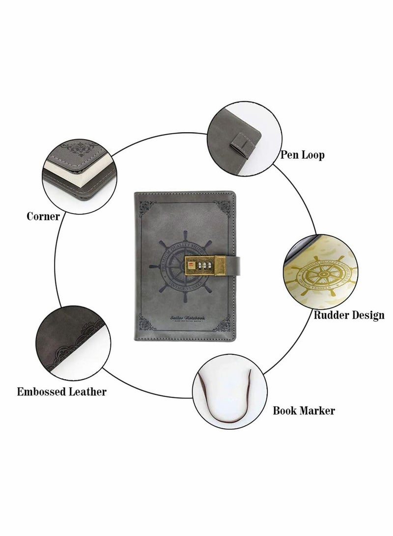 B6 Leather Journal with Lock - DELFINO Leather Bound Notebook, Unlined Writing Journal for Men & Women, Perfect for Poetry & Creative Writing - Image 2