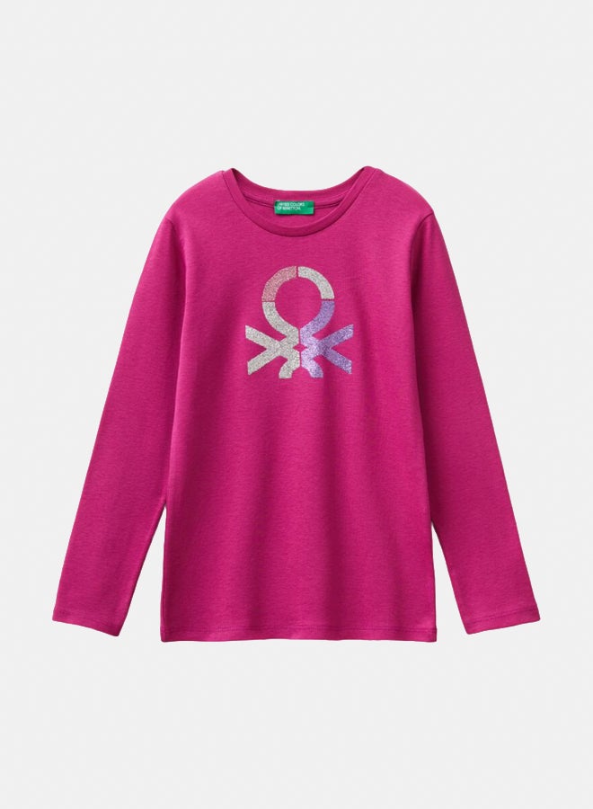 Benetton Girls Long Sleeve Crew Neck T-Shirt - Image 1
