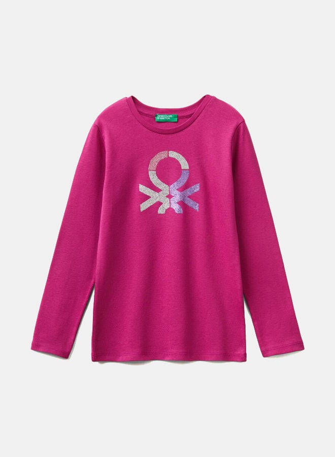 Benetton Girls Long Sleeve Crew Neck T-Shirt - Image 4