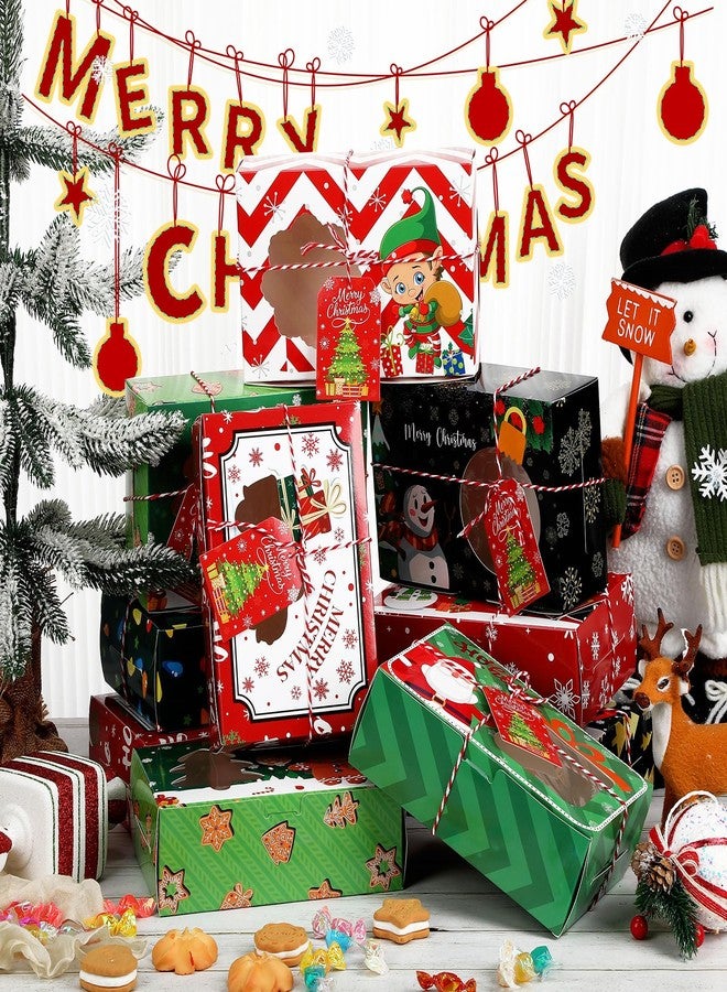Zhanmai Large Christmas 64 Pc Cookie Boxes with Window 8.6 x 6 x 2.7 Inch Holiday Bakery Treat Xmas Pastry Boxes with Ribbon DIY Gift Tag for Party Favor Gift Giving(Classic - Image 5