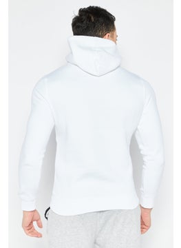 Champion Men Sportswear Fit Hooded Long Sleeve Outdoor Sweatshirt, White  - Image 4