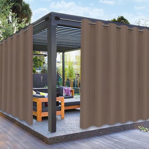 PureFit PureFit Outdoor Curtains for Patio Waterproof Weatherproof UV and Fade Resistant Outside Curtains for Gazebo Front Porch Pergola Sun Blocking Privacy Curtain 100W x 84L inch 1 Panel Camel 