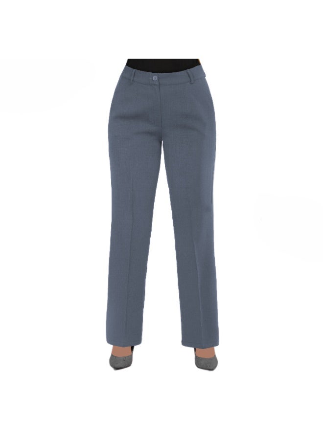 Smoky Egypt High Waist Straight Leg Pants with Side Pockets -Gray - Image 1