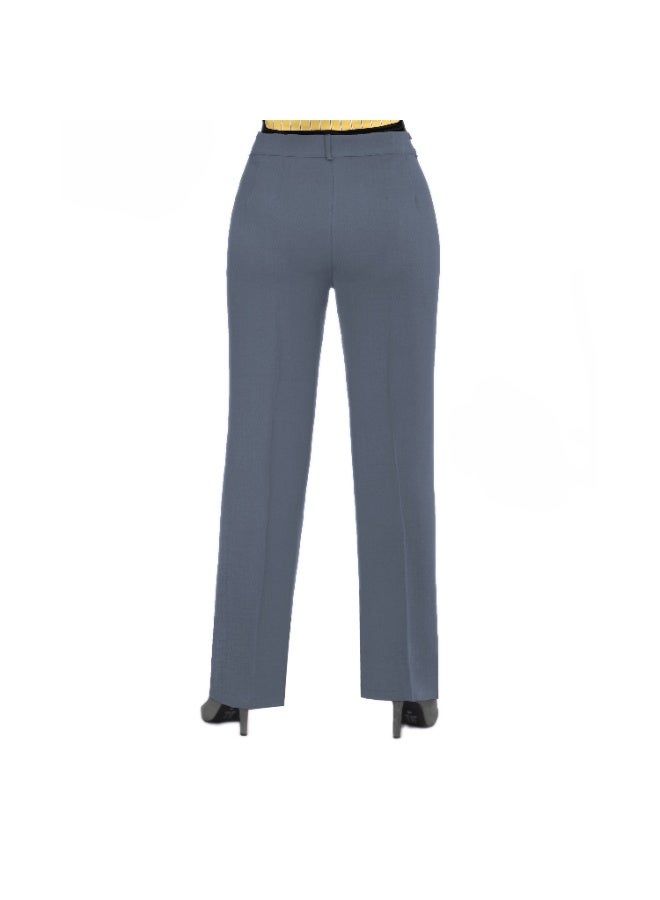 Smoky Egypt High Waist Straight Leg Pants with Side Pockets -Gray - Image 3