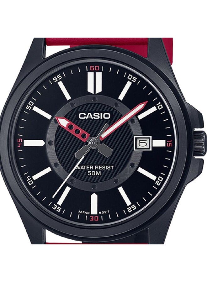 CASIO Men Watch Analog Dial Genuine Leather Band Black Ion Plated Case MTP-E700BL-1EVDF - Image 3