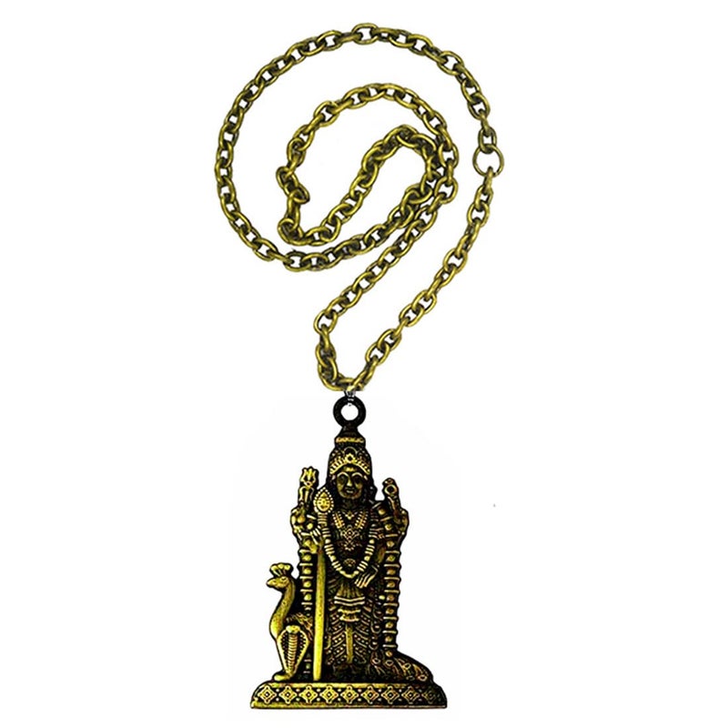 AFH Lord Murugan Kartikeya Tamil Om VEL Bronze Idol Religious Dcor Car Hanging Ornament - Image 1