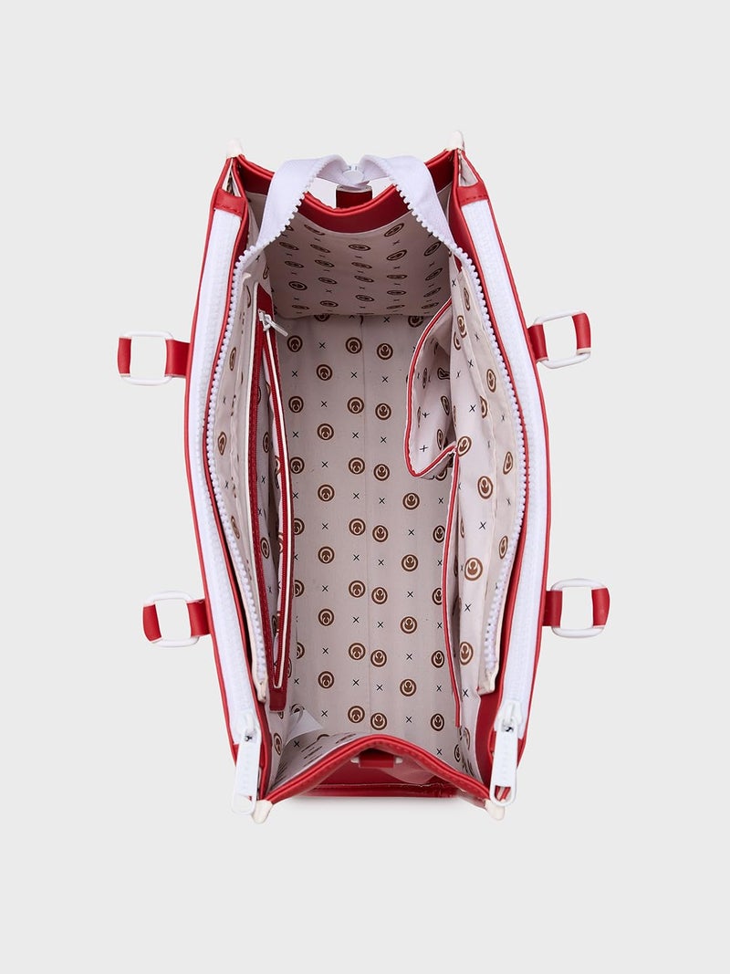 Caprese Vivian Tote Medium Red Bag for Women|Adjustable & Detachable, Stylish, Durable, Multi-Compartment Design for Work, Travel, Shopping with Back Zip| Large Capacity, Comfortable Straps. - Image 4