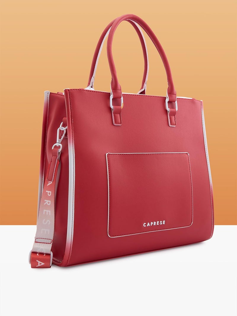 Caprese Vivian Tote Medium Red Bag for Women|Adjustable & Detachable, Stylish, Durable, Multi-Compartment Design for Work, Travel, Shopping with Back Zip| Large Capacity, Comfortable Straps. - Image 3