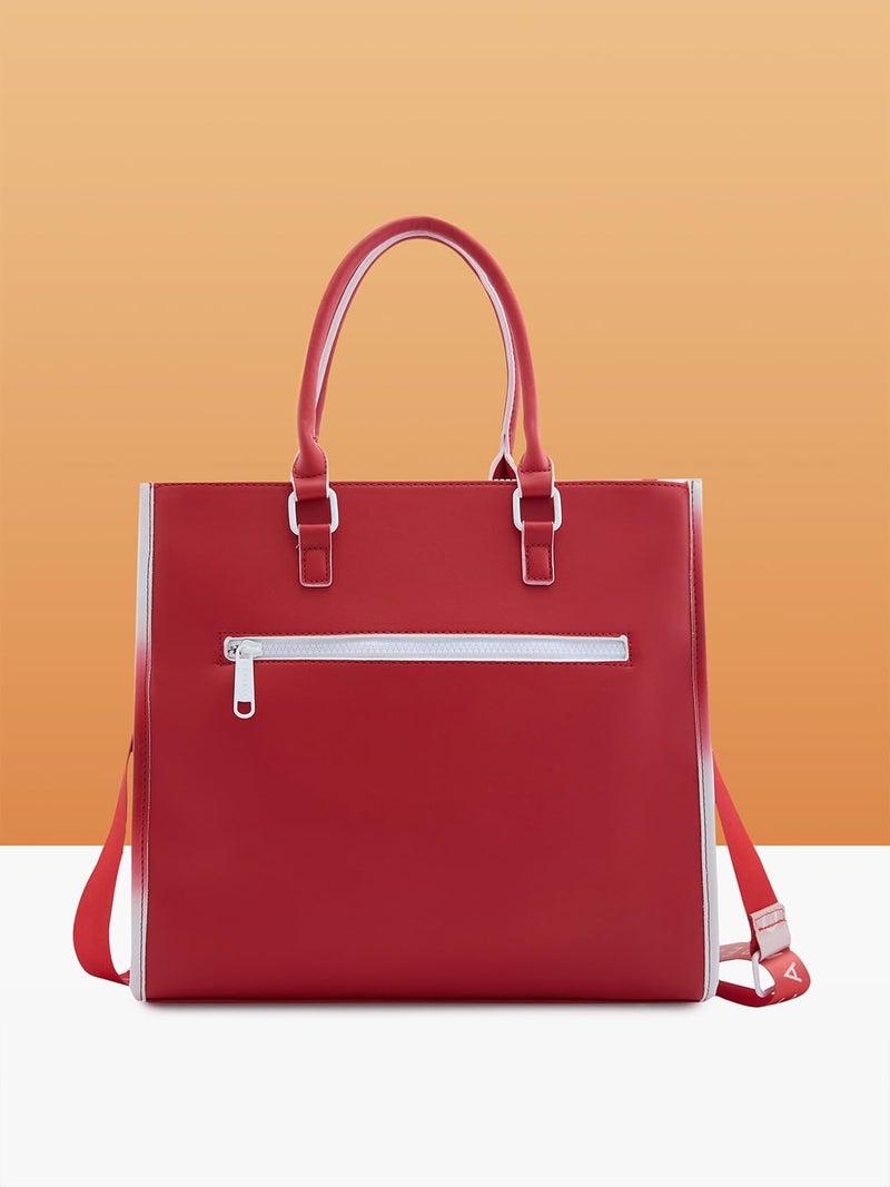 Caprese Vivian Tote Medium Red Bag for Women|Adjustable & Detachable, Stylish, Durable, Multi-Compartment Design for Work, Travel, Shopping with Back Zip| Large Capacity, Comfortable Straps. - Image 2