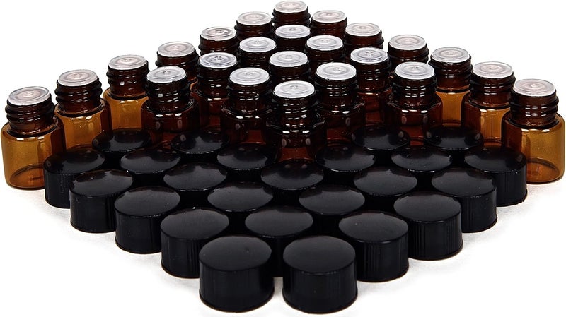 Vivaplex 24 زجاجات عنبر 1 مل 14 درام مع مخفضات فتحة وأغطية سوداء - Image 1