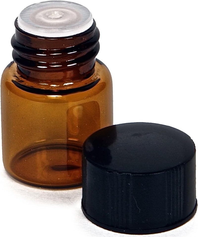 Vivaplex 24 زجاجات عنبر 1 مل 14 درام مع مخفضات فتحة وأغطية سوداء - Image 5