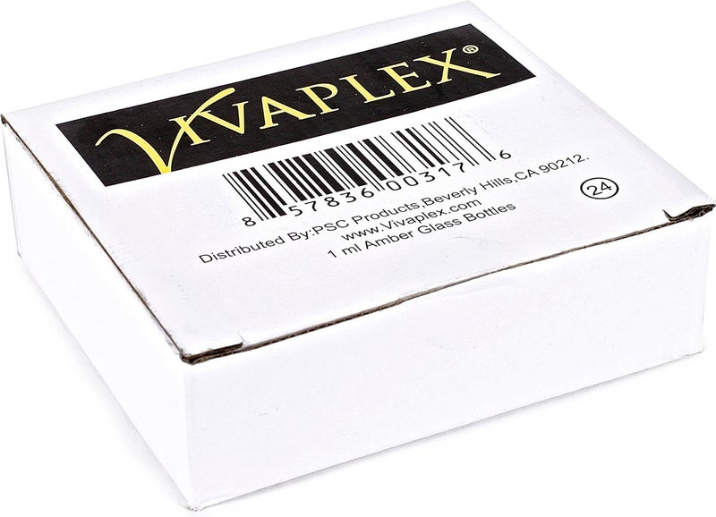 Vivaplex 24 زجاجات عنبر 1 مل 14 درام مع مخفضات فتحة وأغطية سوداء - Image 2