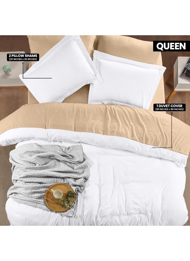 Utopia Bedding Duvet Cover Queen Size Set - 1 Duvet Cover With 2 Pillow Shams - 3 Pieces Comforter Cover With Zipper Closure - Ultra Soft Brushed Microfiber, 90 X 90 Inches (Queen, White)  - Image 1