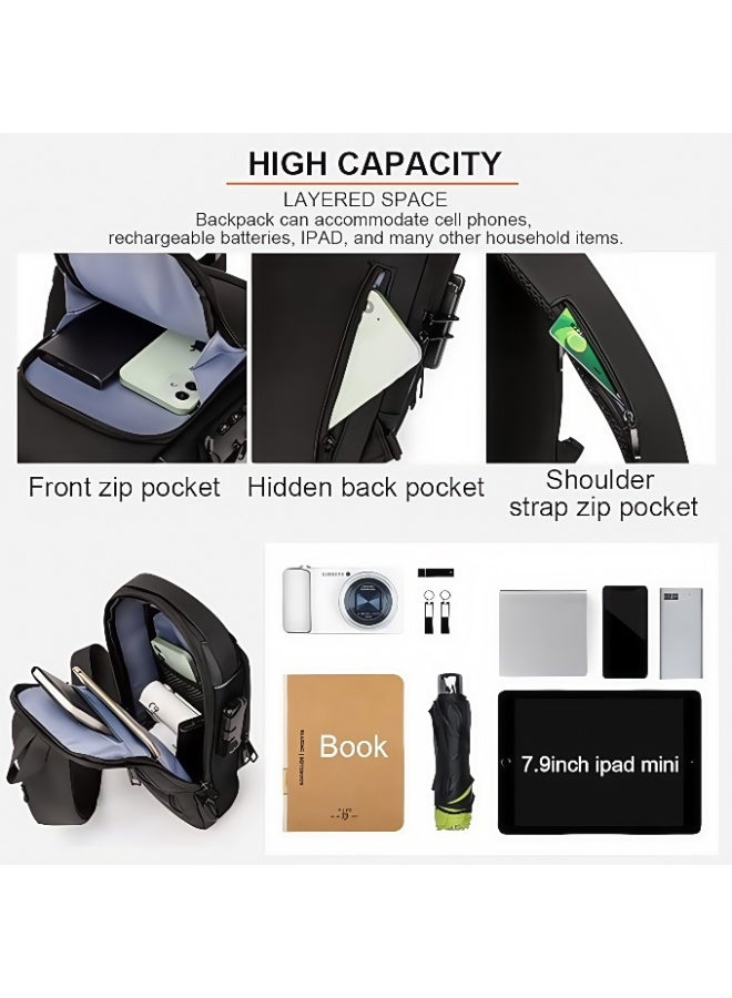 FASHION Crossbody Bag Small Shoulder Backpack for Men Waterproof Slim Chest Bags Casual Daypack for Travel Cycling - Image 3
